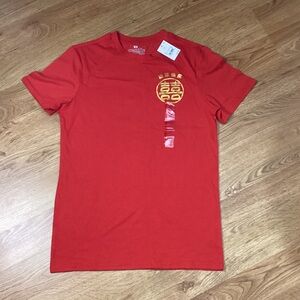 Vibrant Red Tee with Graphic Design